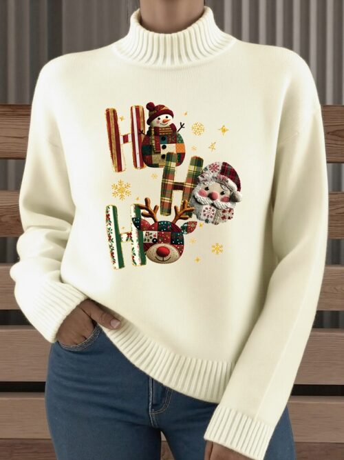 Women's Turtleneck Printed Sweater G3043