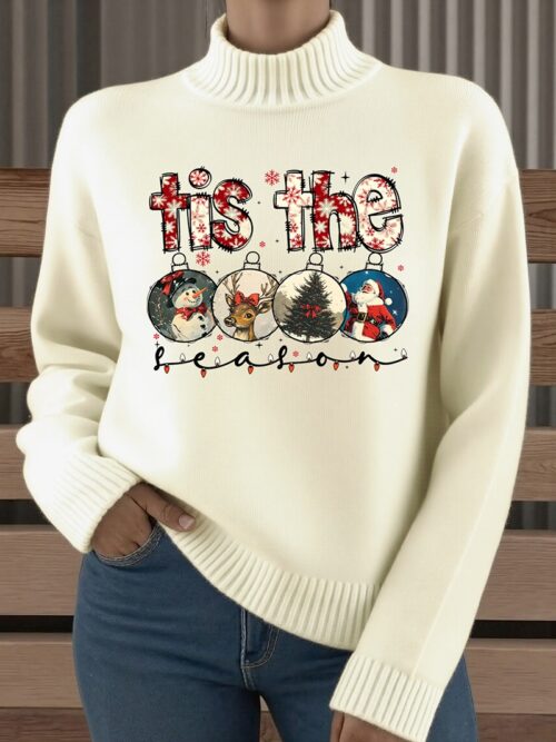 Women's Turtleneck Printed Sweater G3040