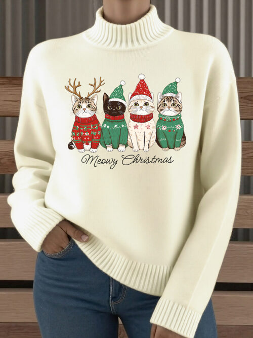 0W1A8313wxtudt 800 Women's Turtleneck Printed Sweater G3039