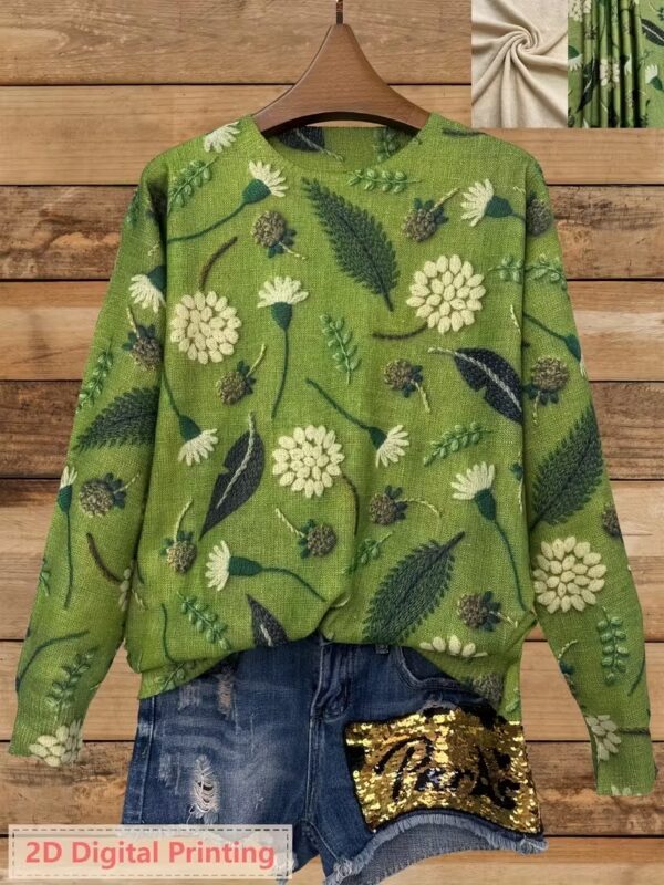 Women's Round Neck All-Over Patterned Sweater X006