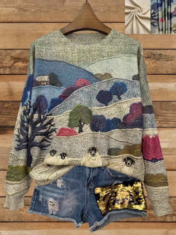 Women's Round Neck All-Over Patterned Sweater X007