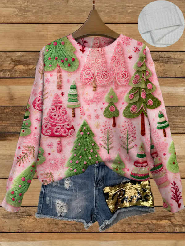 Women's Round Neck All-Over Patterned Sweater Y024