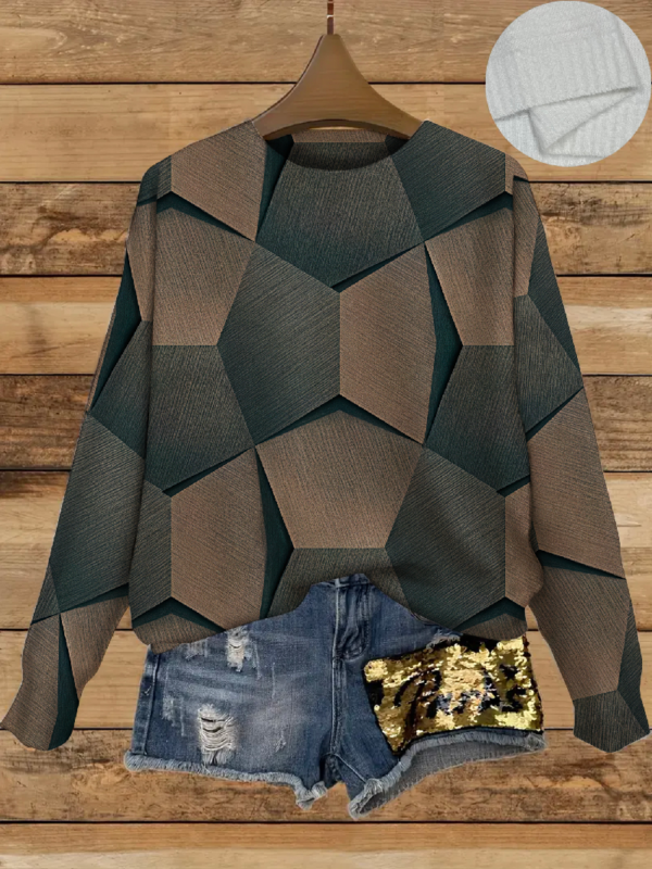 Women's Round Neck Allover Printed Sweater Y016