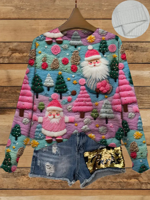 Women's Round Neck All-Over Patterned Sweater Y020