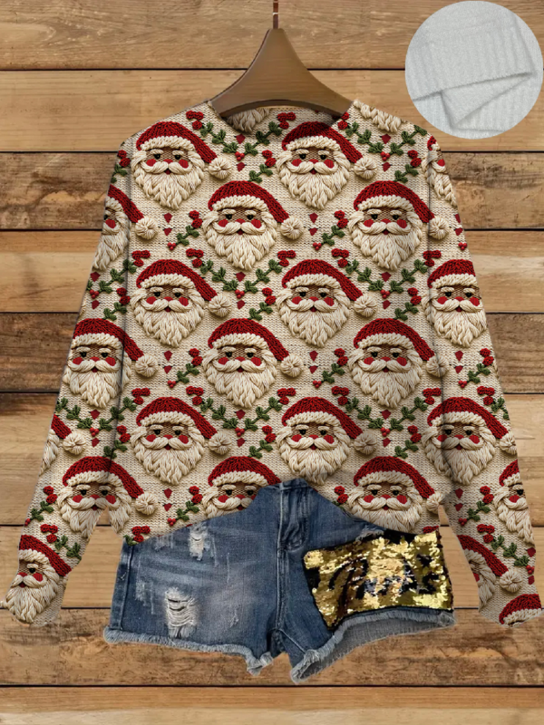 Women's Round Neck All-Over Patterned Sweater Y022