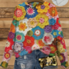 Women's Round Neck All-Over Patterned Sweater Y011