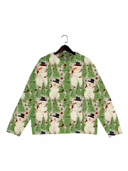 Women's Round Neck All-Over Patterned Sweater Y003