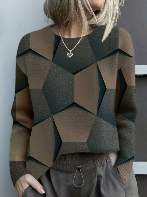 Women's Round Neck Allover Printed Sweater Y016